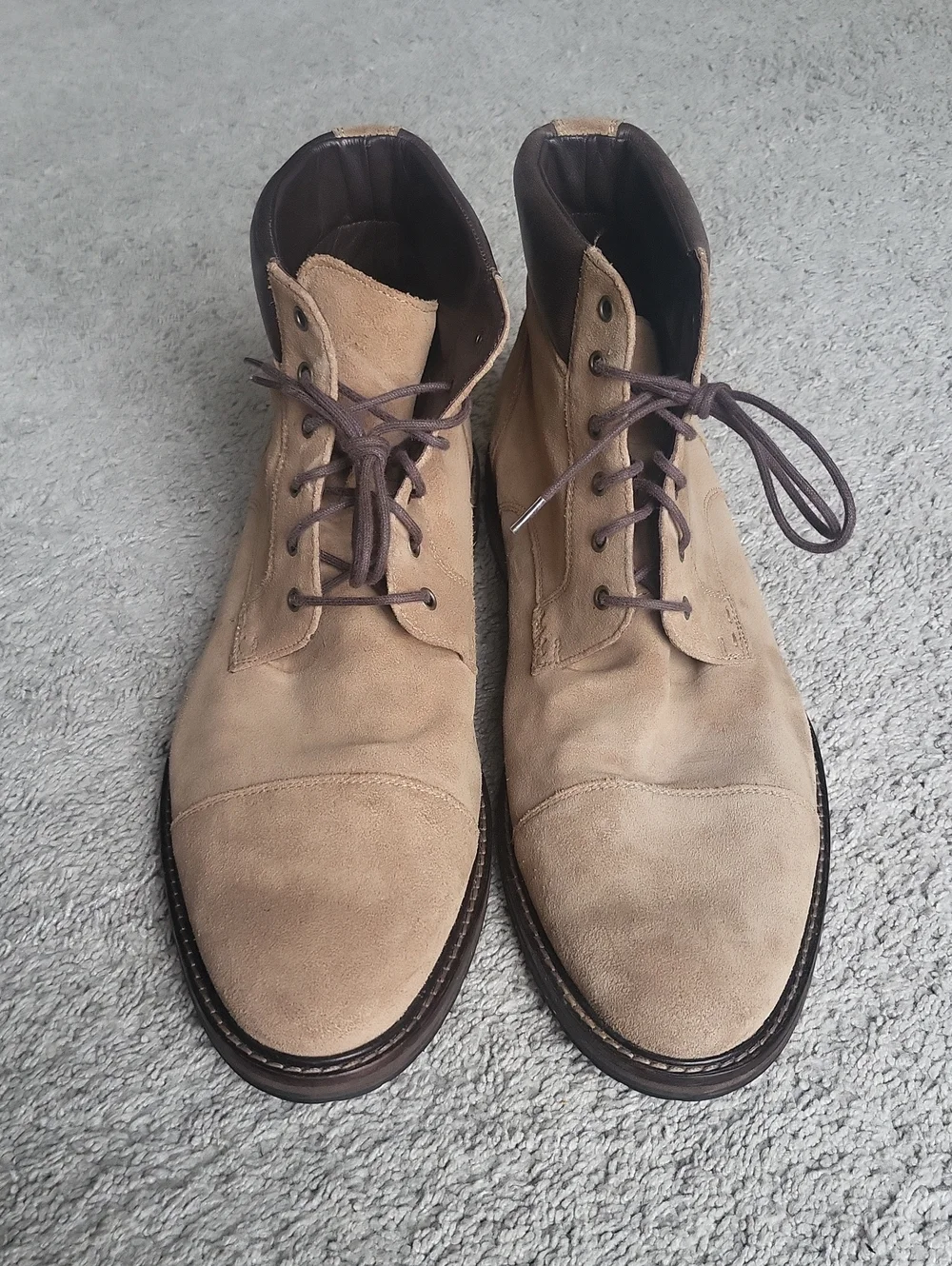 Johnston & Murphy Chukka Boots Mens 11M Tan Suede Cody Cap Toe Lace-Up Ankle